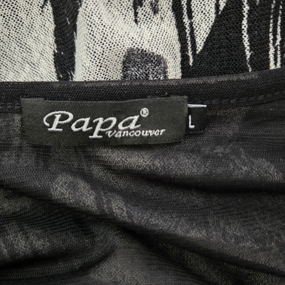 PAPA Abstract Black and White Women's Tunic witj Front Pockets Large - Picture 6 of 6